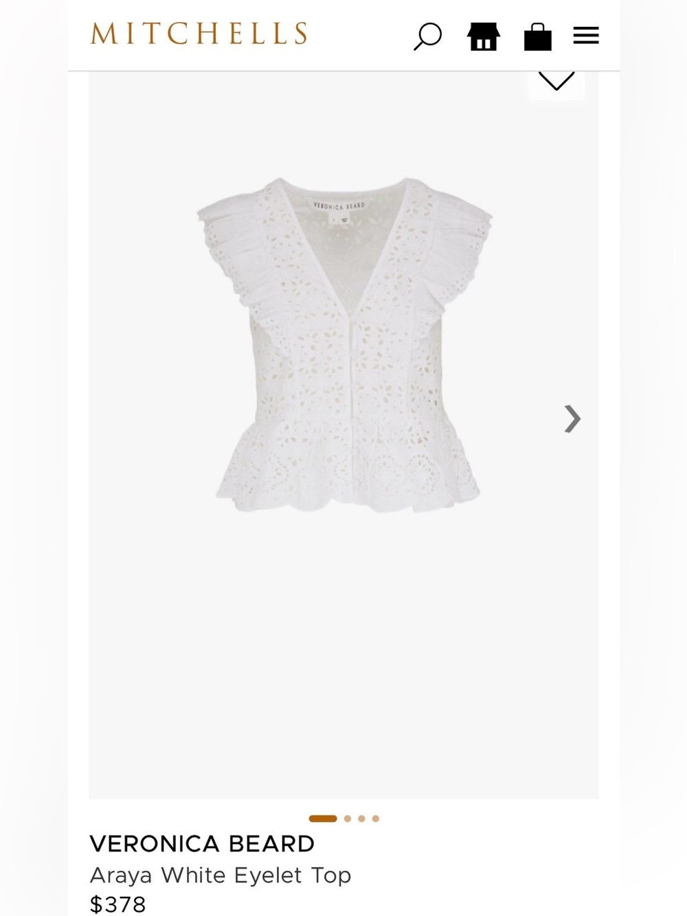 Veronica Beard White Eyelet Ruffle Peplum Top